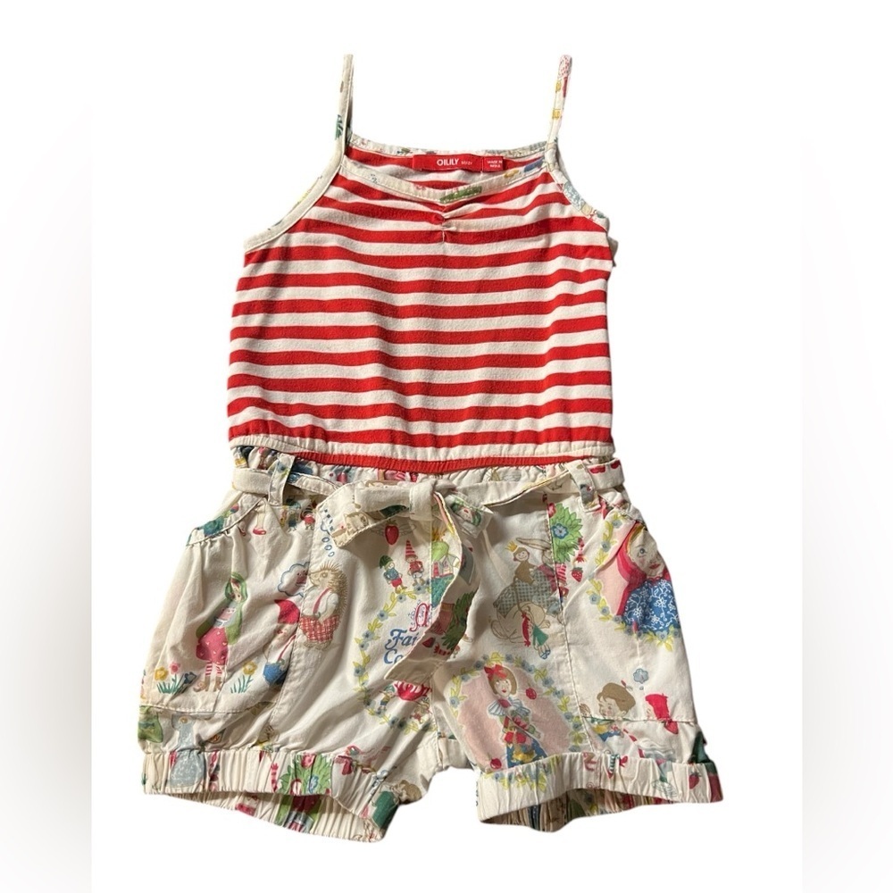 Oilily Red Striped and Fairy Pattern Romper Size 2Y